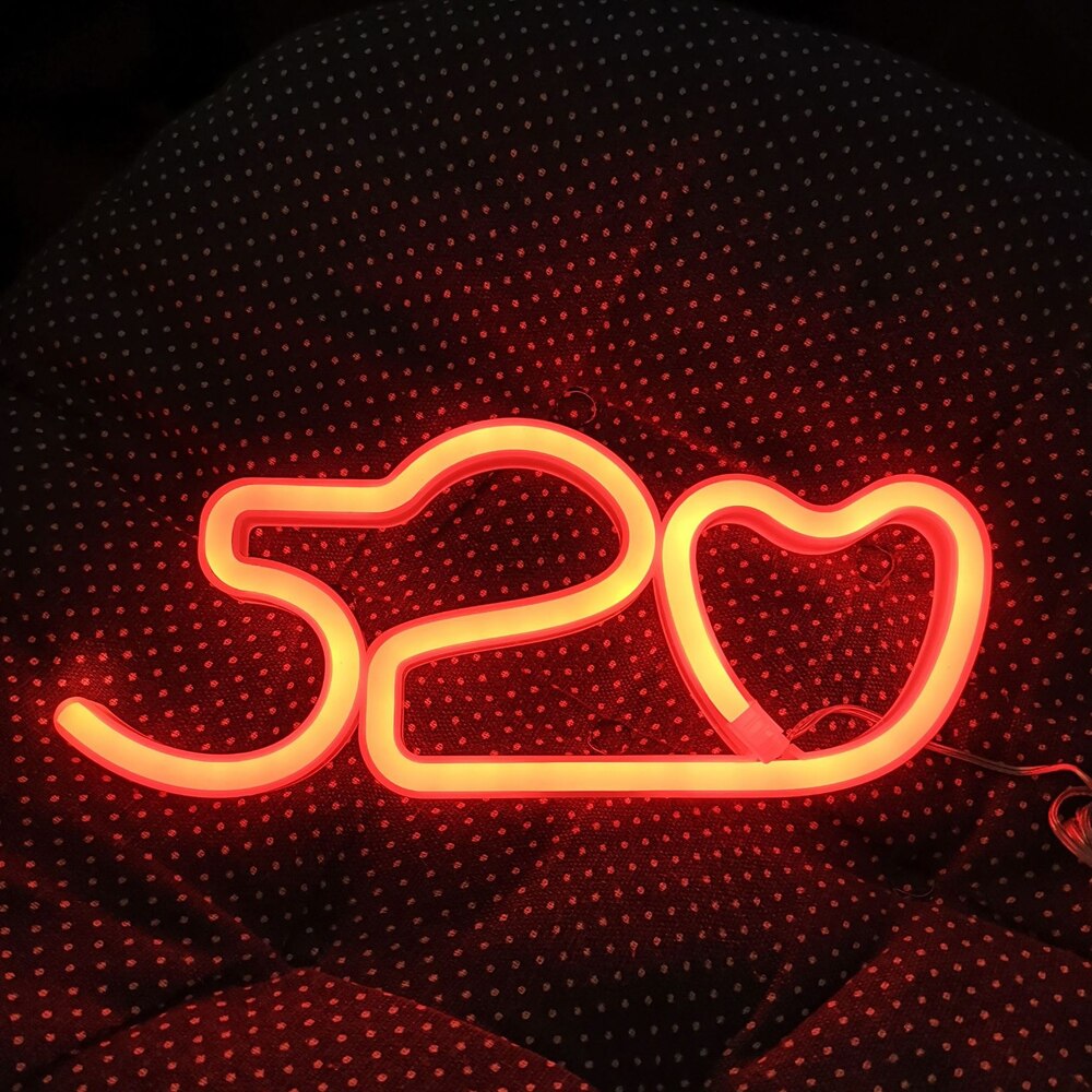Luzes de néon led de carregamento usb amor decorativo noite luz letras férias amor/520 sinal lâmpada para bar festa em casa: 520 Red