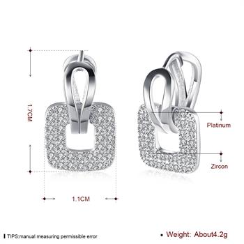 K Gold Zircon Earrings Square Diamond Romantic Earrings Ear Clips Women White Gold KZCE146-C Earrings Earrings for Women