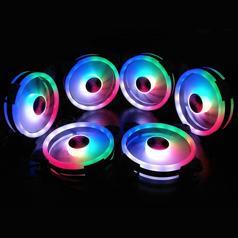 COOLMOON RGB Computer Case Fan, 12cm Silent Shenguang Sync + Music Controller Computer Cooling Fan CPU Cooling Fan (5 Packs)