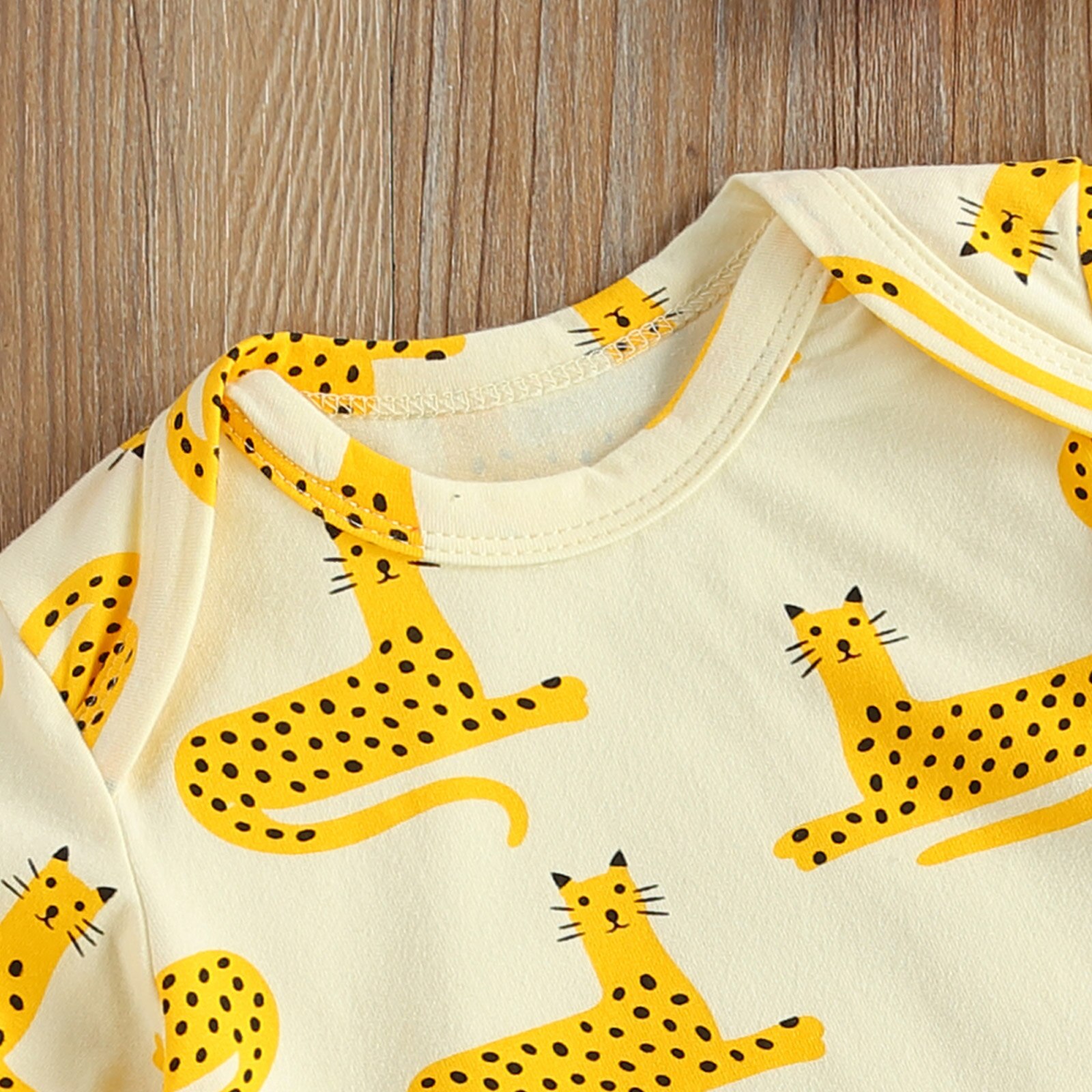 Pelele infantil para bebés y niños, mono de manga corta con estampado de leopardo de dibujos animados lindo traje de una pieza para fotografía para de cumpleaños