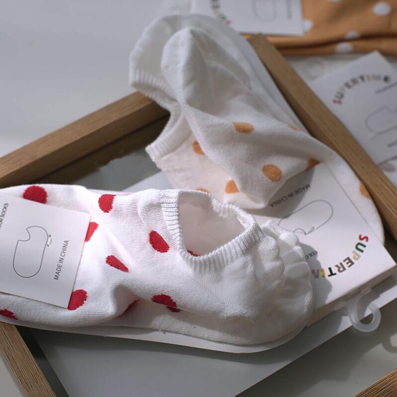 5 pairs/Lot Women's Short Socks Pack Cute Heart Lovely Kawaii Dot Sweet Cotton Socks Women Ankle Socks Casual Sox