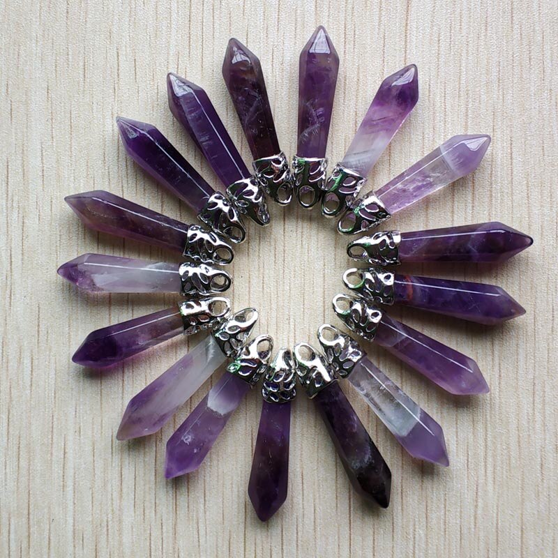 good mix natural stone pillar charm pendants 10x32mm for jewelry making 20pcs/lot: amethyst stone