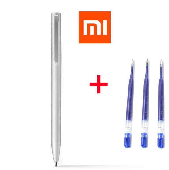 Luxe Originele Xiaomi Mijia Metalen Teken Pen + OEM vervanging inkt Blauw [1 metalen pen + 3 blauw inkt] xiaomi schrijfpen