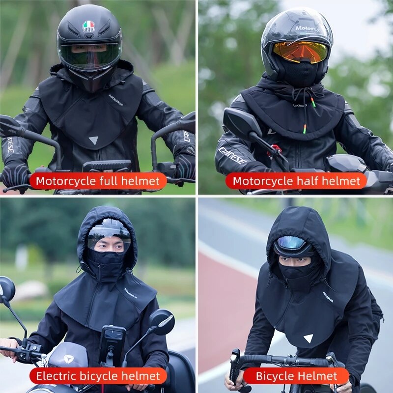 ROCKBROS-mascarilla de ciclismo para hombre y mujer, pasamontañas cálido a prueba de viento, máscara de lana de doble capa para motocicleta y Scooter, Invierno