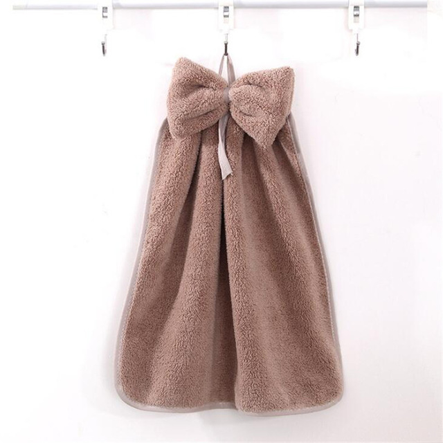 Bow Hand Towel Microfiber Fabric Quick-Dry Water absorption Dry Hanging Wash Hand Towel Kids Daily Using Kitchen Toilet Towels: color 2