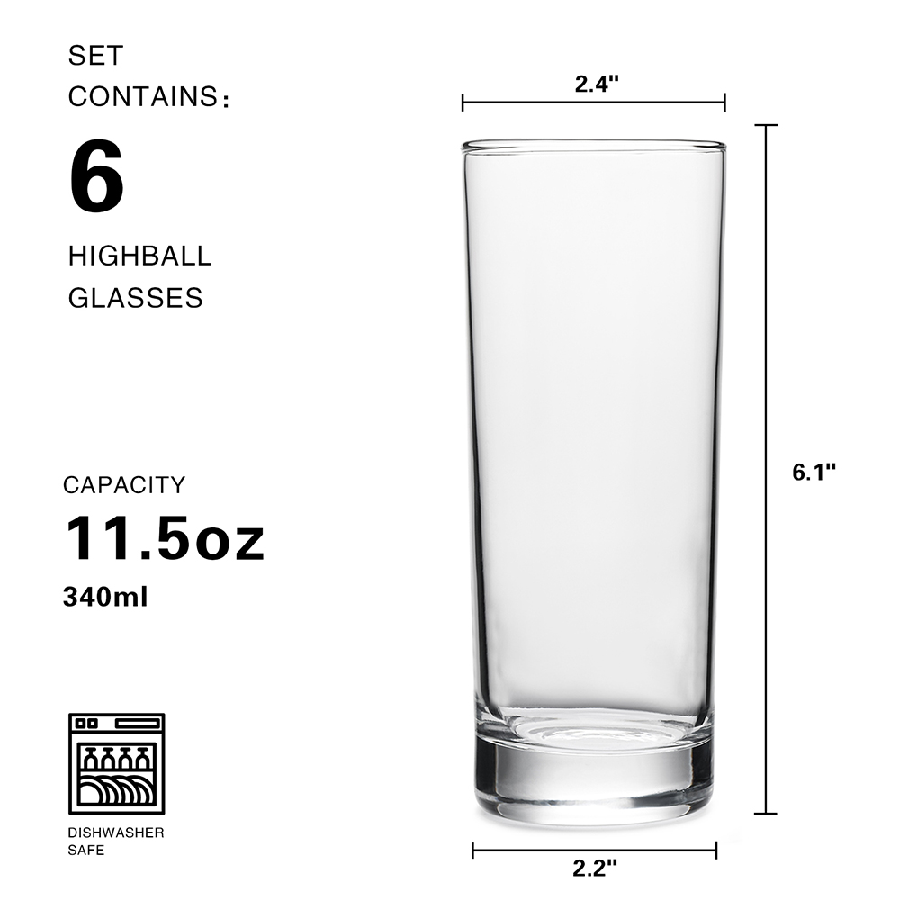 WOTOR 1/2/6PCS Glass Cup Clean Tumbler Drinkware Transparent Tea Juice Milk Coffee Mug Home Water Glasses Straight Beer Mug: Red