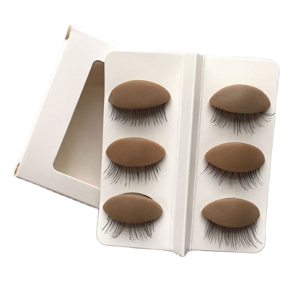 Mannequin Hoofd Vervanging Oogleden Siliconen Praktijk Valse Wimper Extensions Make Model Massage Training Sets 3 Kleuren: 3 Pairs brown Eyelid
