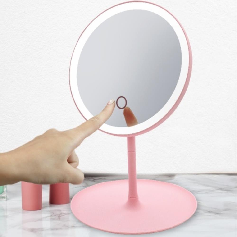 Ledet oplyst 90 ° rotation kosmetisk interiør berøringskontrol badeværelse makeup spejle bord spejl spejl lampe bærbar