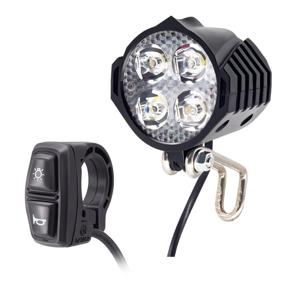 WEXPLORE Electric Bike Headlight Rear Light Kit Input 12V 24V 36V 48V 60V Built-in Speaker Ebike Front Light and Taillight Set: Headlight and Switch