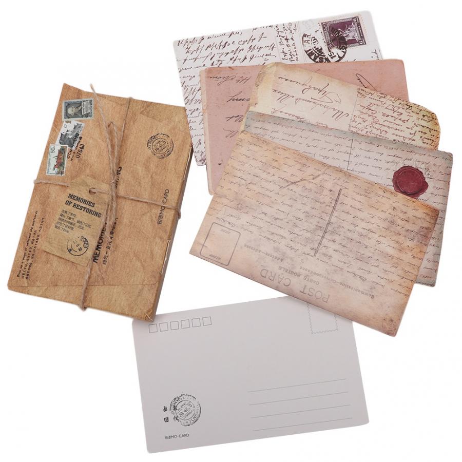 30Pcs Random Shape Retro Style Postcard Unique DIY for People Reminder of Old Memories
