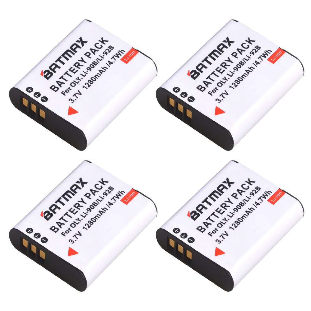 1280mAh LI-90B LI 90B LI90B TG-5 LI-92B Batterie per Foto/Videocamera per olympus Tough Tg-tracker Sh-1 sh- 2 SP-100 IHS Duro TG-1 iHS TG: 4 Pcs