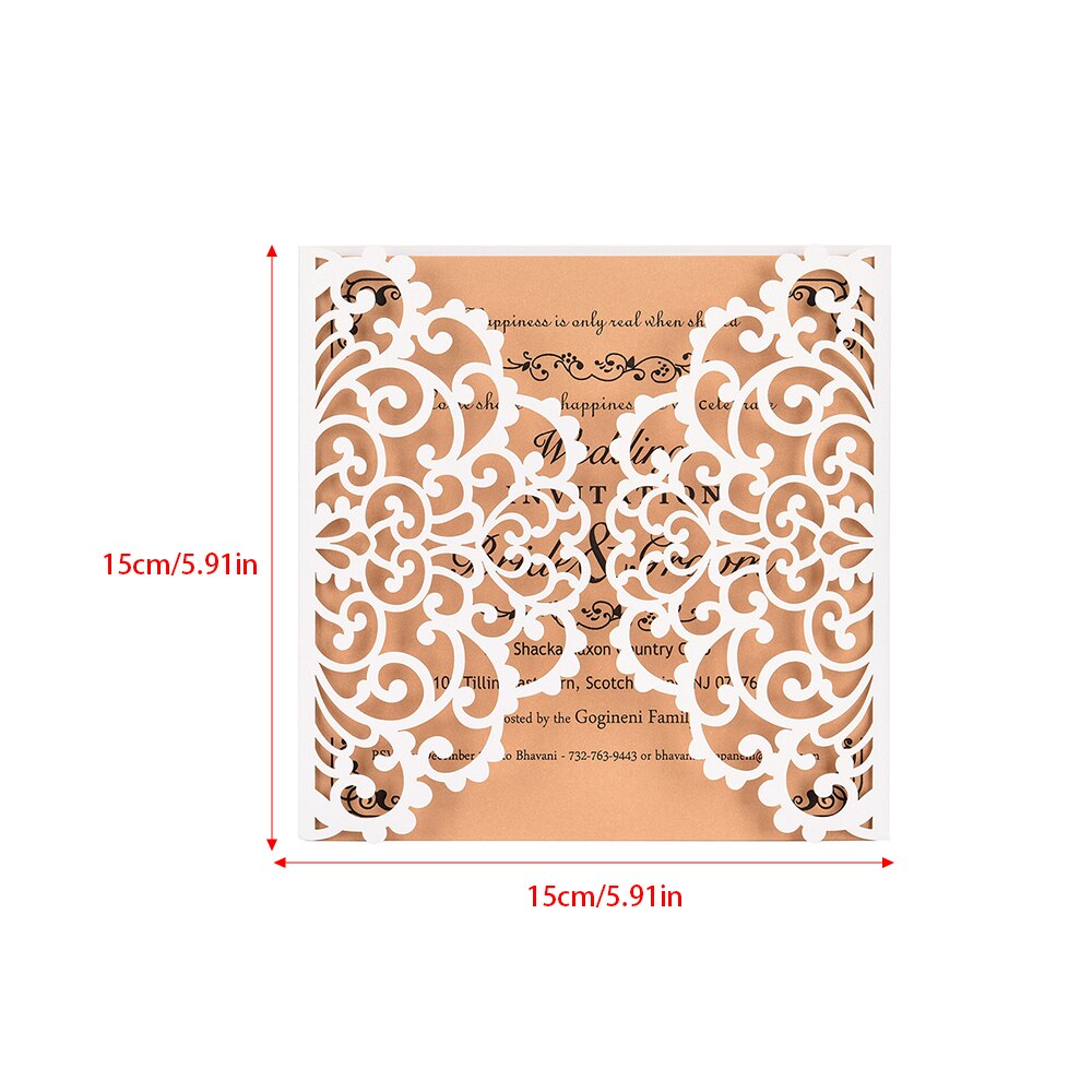 10Pcs Pearl Paper Invitation Cards Delicate Carved Floral Pattern Invitation Cards For Wedding Engagement Bridal Shower