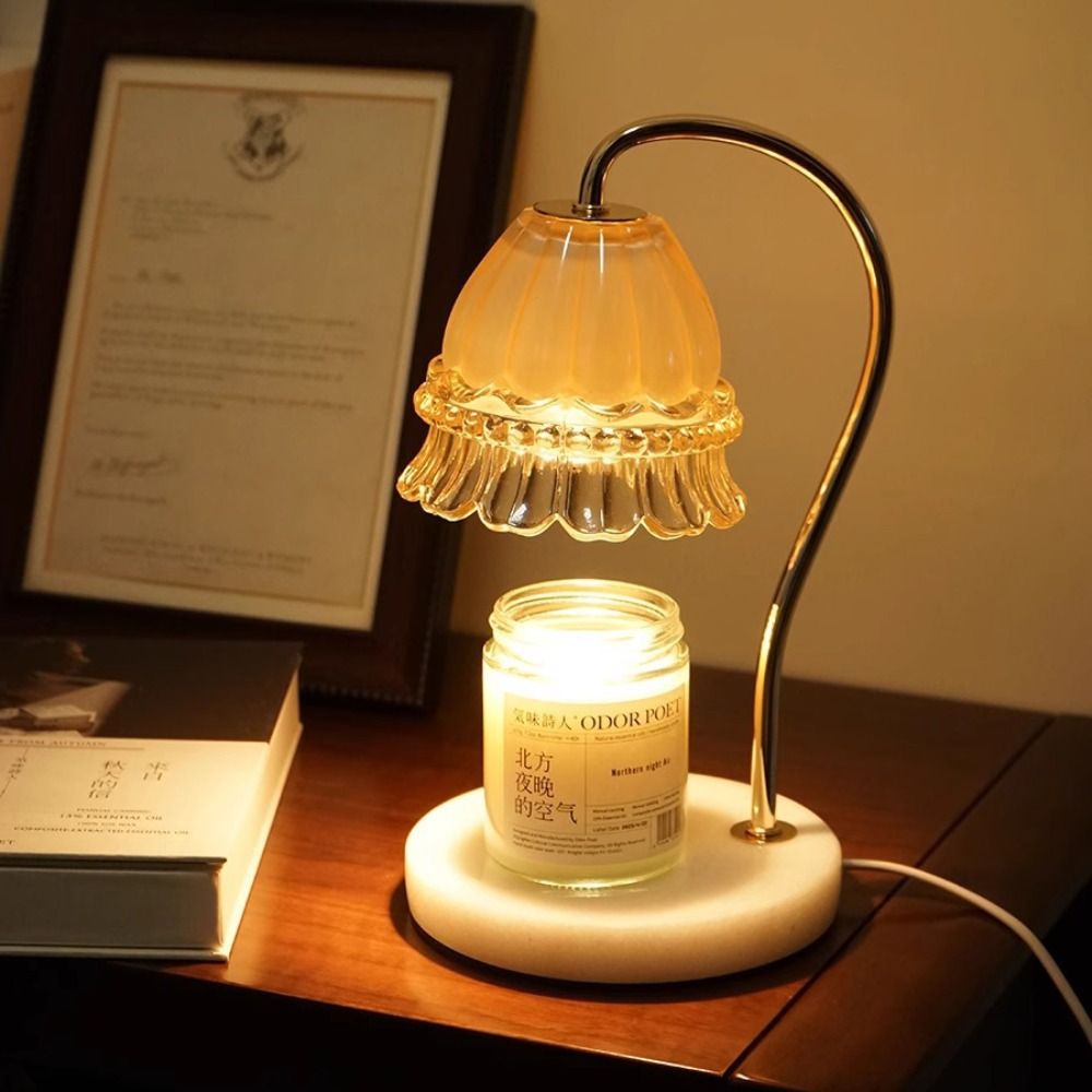 Aromadiffuser aromatherapie kaarslamp aromatherapie marmeren wax smeltlamp koper draaibare sfeerverlichting nachtkastje decoratie