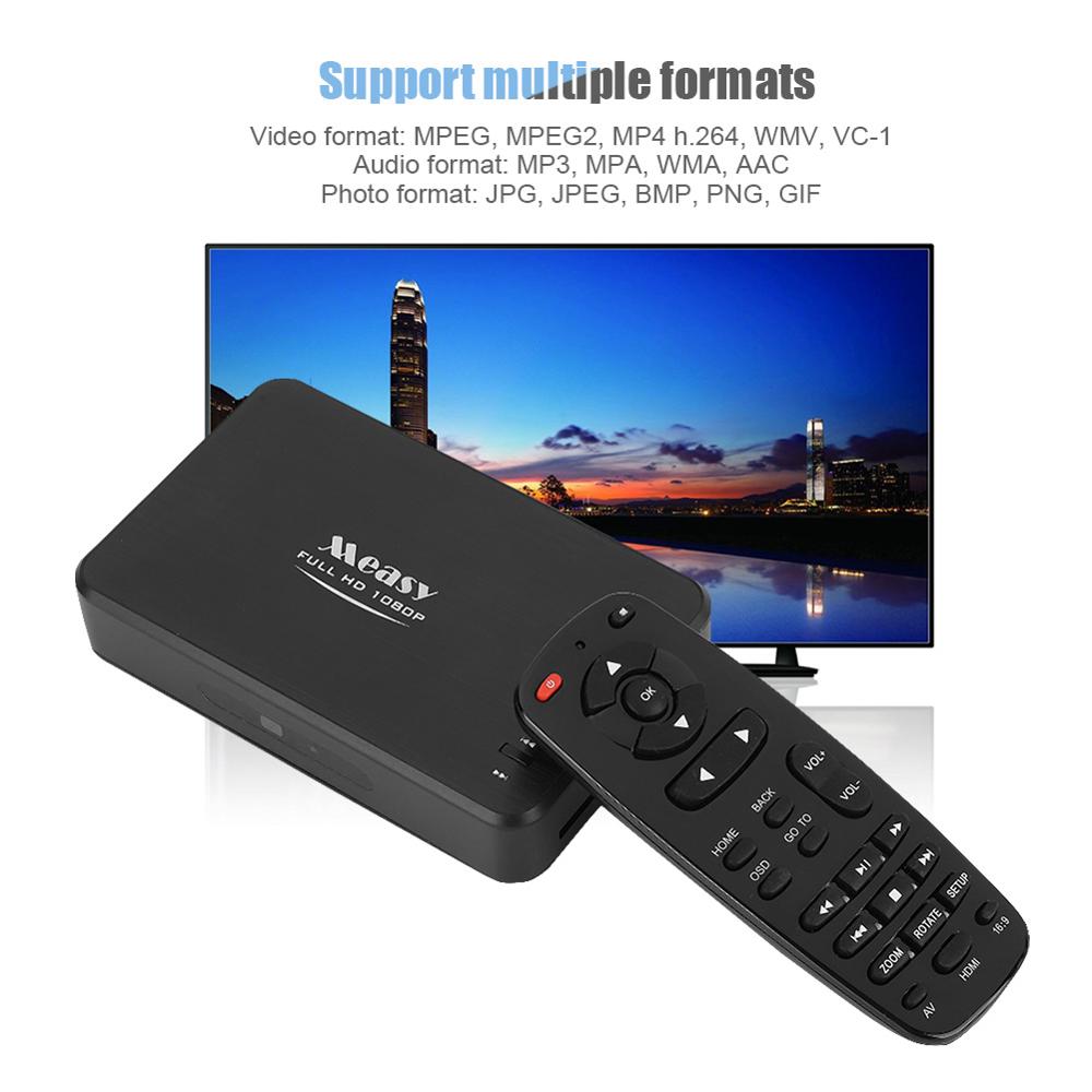 Measy A1HD Full HD Media Player Multimedia Portable 3D Hard Disk 1080P HD Video Audio Player Support USB and SD Card 100-240V