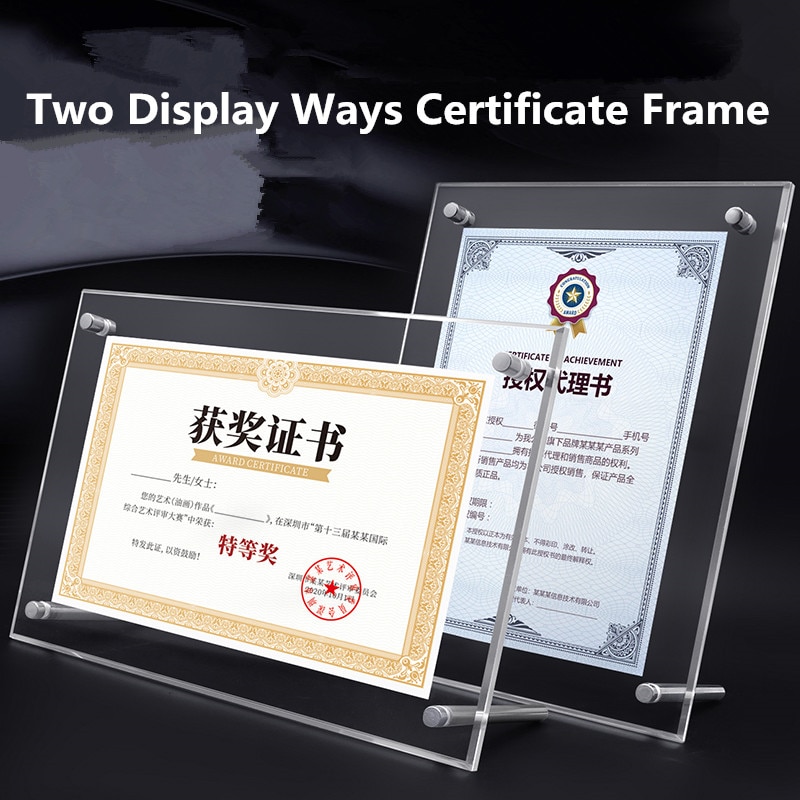 A5 Desktop Slant Back Clear Plexiglass Acrylic Sign Holder Picture Photo Certificate Frames Flyer Document Paper Display Stand