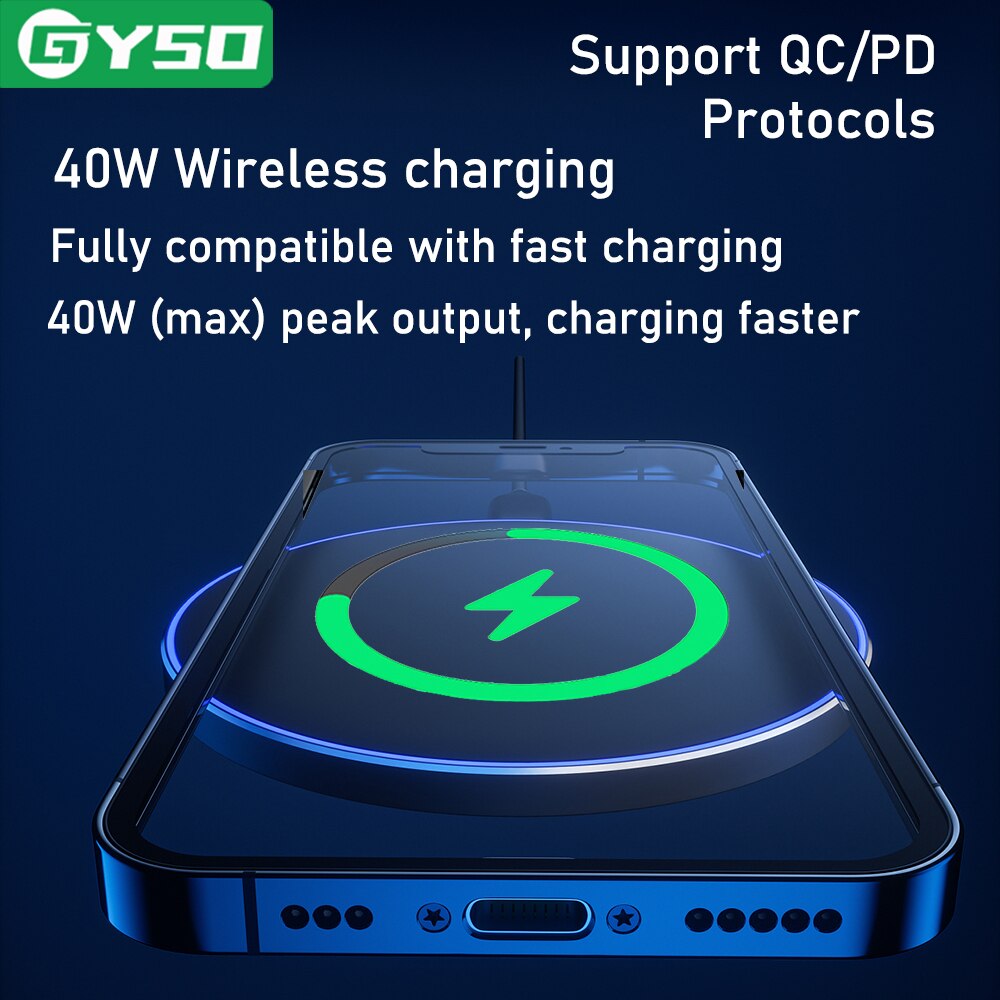 40W Wireless Charger for iPhone 13 X XR XS 8 fast wirless Charging Pad for Samsung Xiaomi Huawei OPPO phone Qi charger wireless