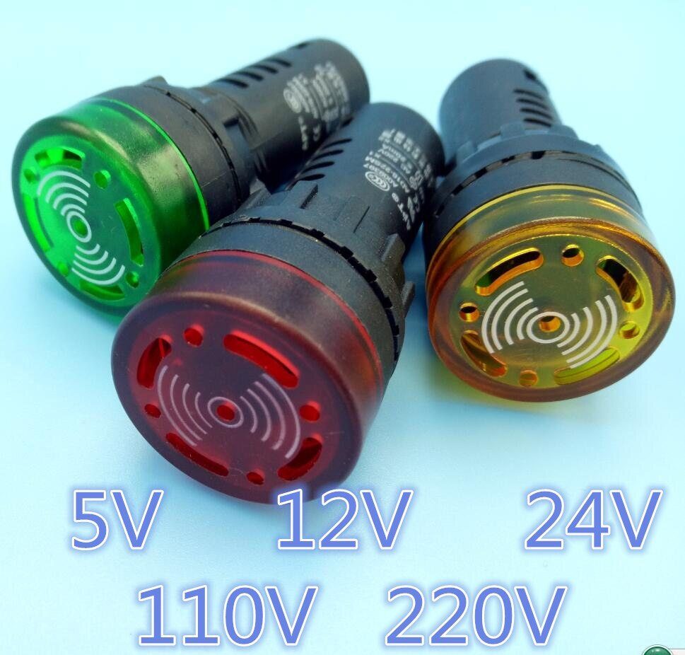 Panel Mount 22mm led Indicator buzzer 5V 12V 24V 110V 220V led buzzer work with switches