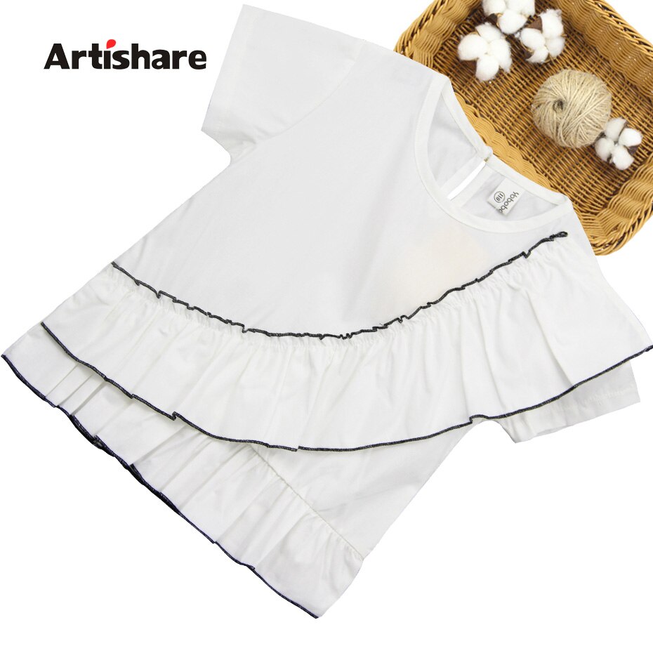 Ragazze Camicetta Patchwork Camicetta dei bambini Per La Ragazza dei bambini in Bianco Camicette Per Le Ragazze sacchetto di Scuola di Stile Casual Uniforme Per Le Ragazze