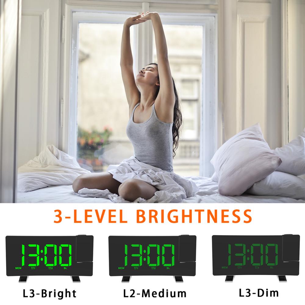 Multifunctional Projection Alarm Clock With Fm Radio Led Digital Electronic Clock Usb Mobile Phone Charging Double Alarm Clock