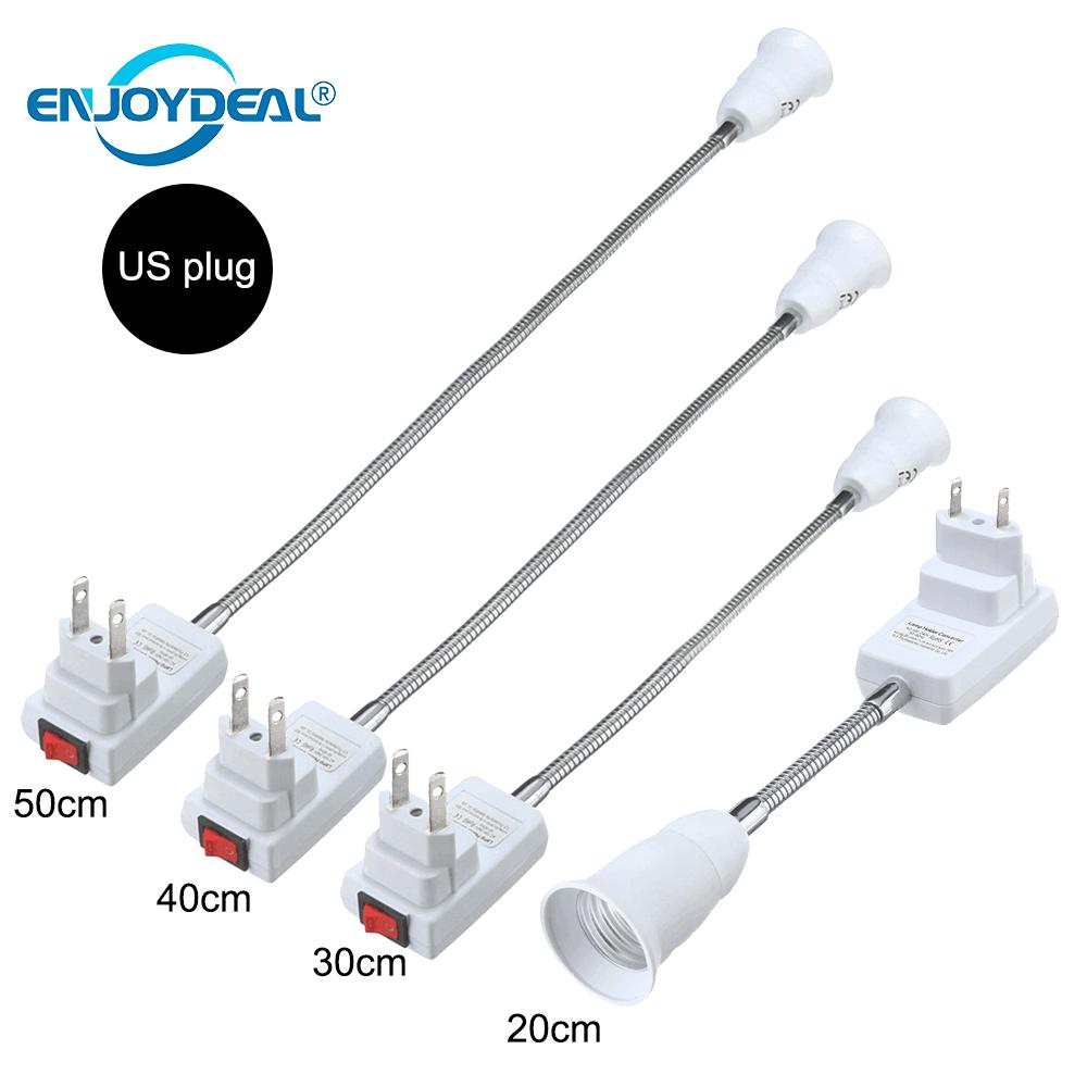 Flexibel  e27 lampa lampa sockeladapter förlänga förlängningsomvandlare väggbashållare skruvuttag jacka eu us plug adapter