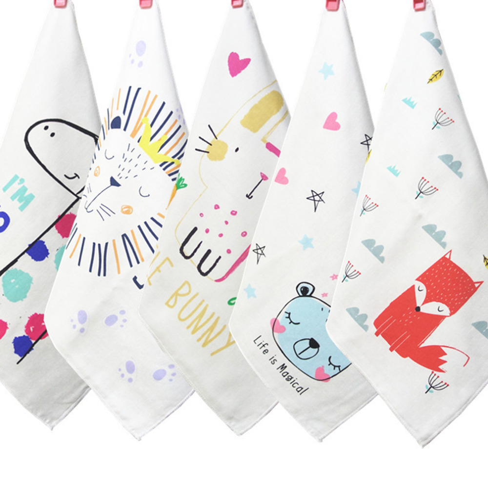 Kinder Baby Cartoon Handtuch Taschentuch Baumwolle Musselin Handtuch Taschentücher 4 Schichten Wischen Taschentücher
