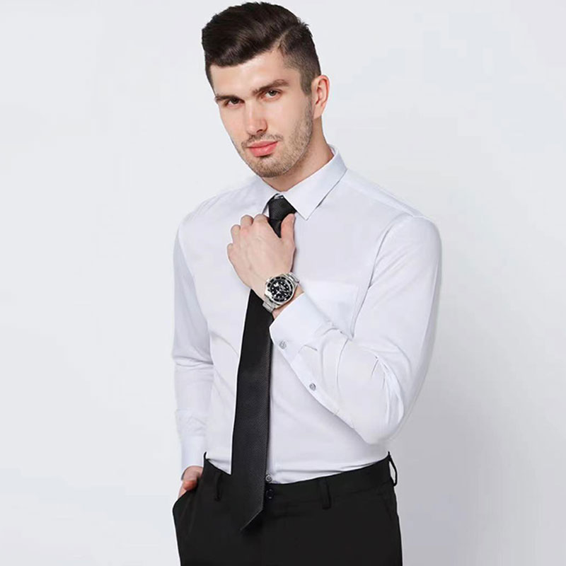 Nueva camisa resistente a las arrugas para hombre, vestido de manga larga, ajustado, sin planchar, ropa formal de negocios sociales, fácil de cuidar