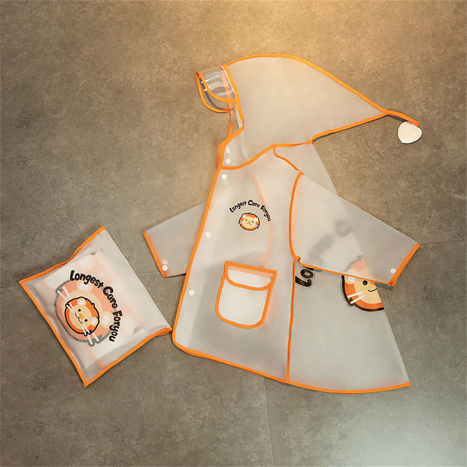 Kinderen Cartoon Regenjas Transparante Waterdichte Hooded Regenjas Regenkleding Voor Kinderen Jongens Meisje Student Regenpak Songkran Festival: A / S (80-90CM)