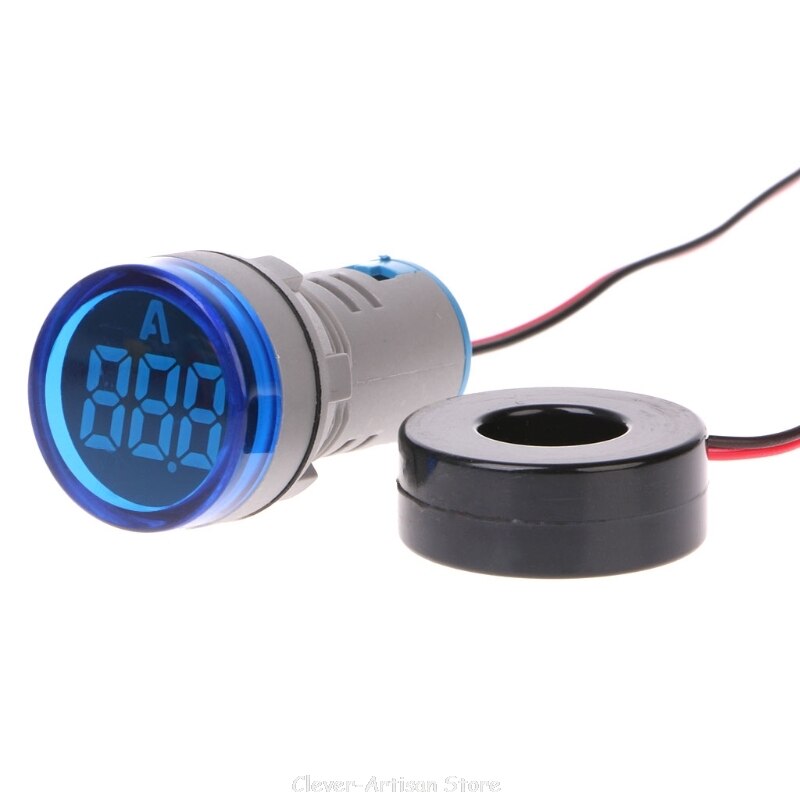 AC220V 22mm Digital Ammeter 0-100A Current Monitor Meter Signal Lamp Amperemeter Au 27 20: Blue