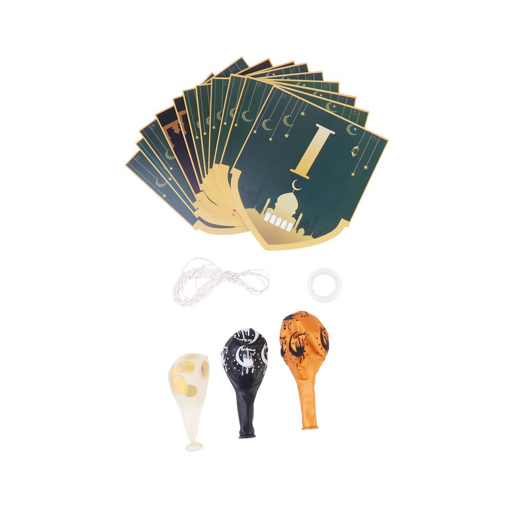 1 Set of 20PCS Muslim Eid Party Decor Kit Eid Mubarak Letters Printed Decor Kit Funny Eid Banners Balloons Decor Set for Home Pa: Golden Eid package