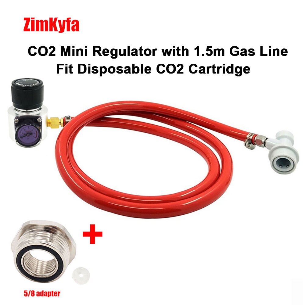 HomeBrew Beer Keg Portable Mini CO2 Cartridge Regulator with PVC Gas Line and Ball Lock Disconnect 0~60 PSI: Disposable cartridge