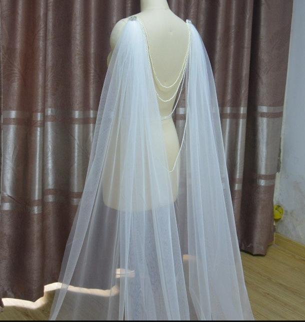Bruids Cape, Bruiloft Cape, Sluier Cape, Bruiloft Cape Sluier, Bridal Cape Sluier, kristal Cape Sluier Kralen Sluier Bruiloft Accessoires