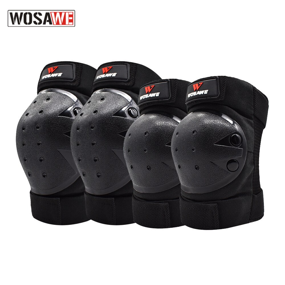 WOSAWE Skating Protector Moto Set Knee Elbow pads Safety Brace Guards Skateboard Ice Skate Roller Knee Protector For Adults: 2 pairs kits