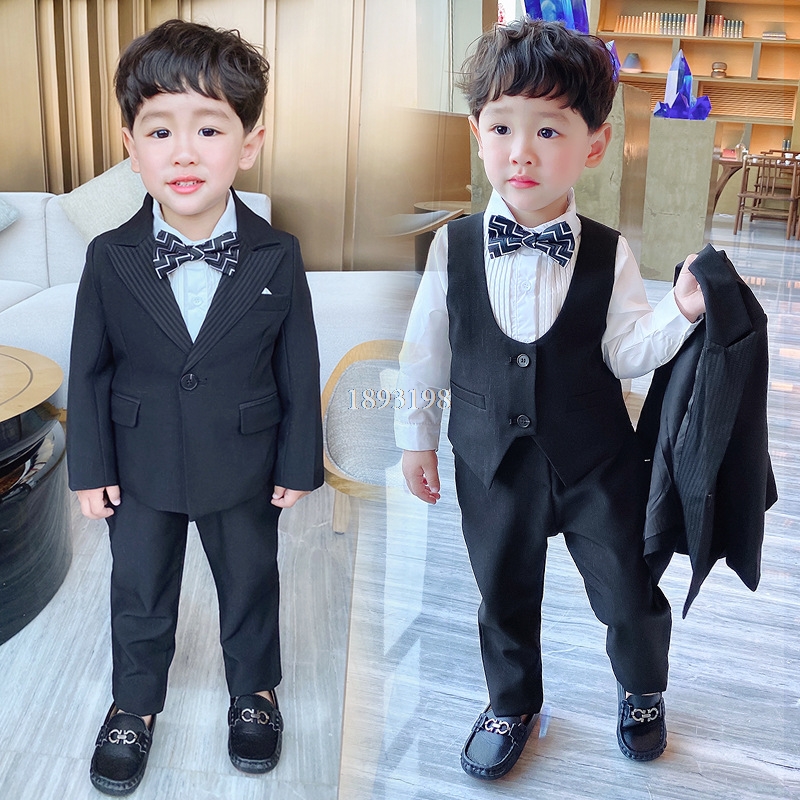 Conjunto de trajes formales para niños, chaleco de esmoquin, pantalones, 3 piezas, traje de actuación de Piano para de boda, primavera de