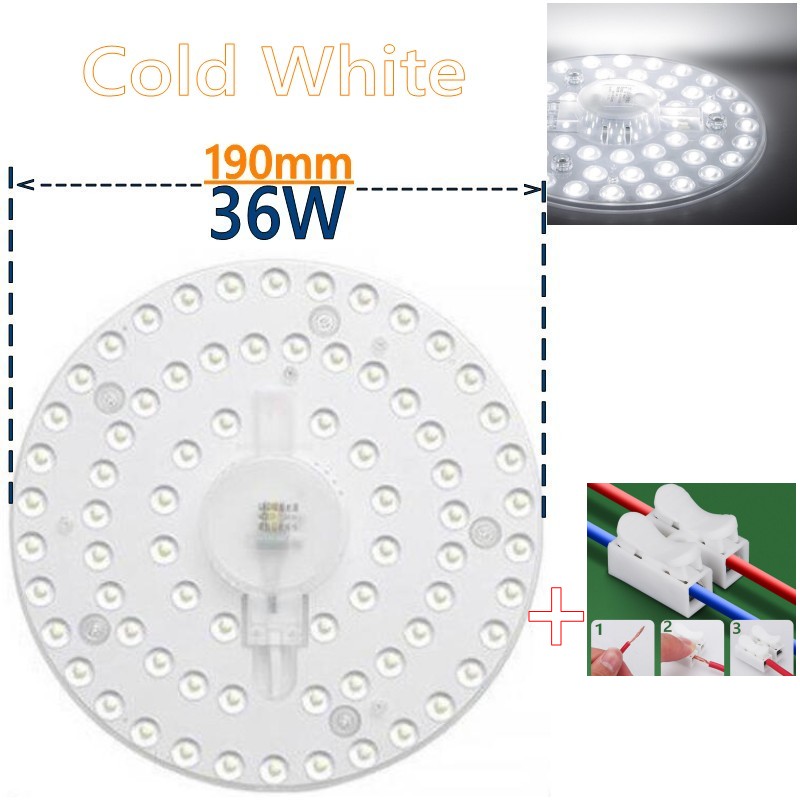 PANEL circular de luz LED SMD, tablero de lámpara circular de techo, 50W, 36W, 24W, 18W, 12W, CA 220V, 230V, 240V: YELLOW