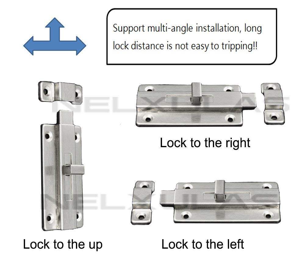 2pcs Stainless Steel Door Latch Sliding Lock Barrel Bolt 2-1/2" / 3-1/2" / 4-1/5"