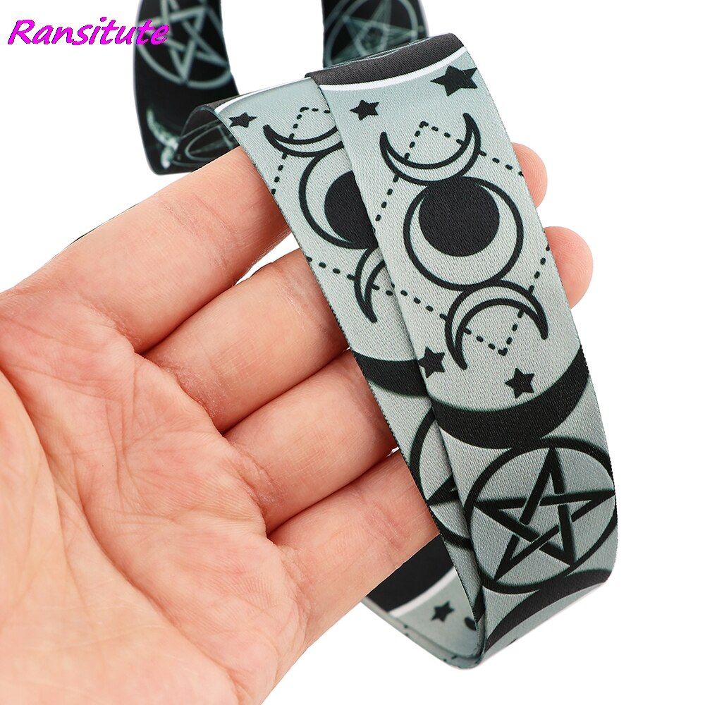 Ransitute R1795 Mond Symbol Keychain Stichworte Band Hals Lanyards Für Schlüssel Ich würde Karte bestehen Fitnessstudio Telefon USB Abzeichen Halfter DIY hängen Seil
