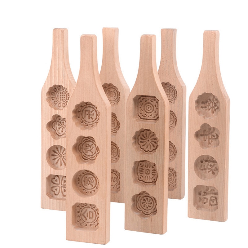 1 Pcs Wood Mooncake Baking Mold Cookies Mold 3D Flower Fondant Mooncake Tools, Mooncake Decorating Kitchen Accessories