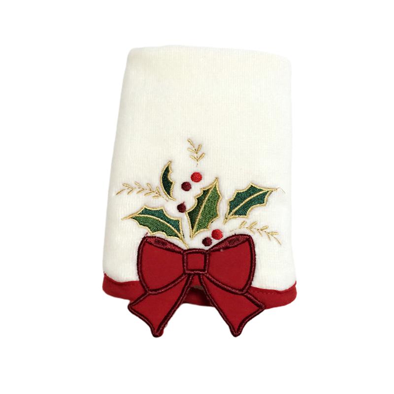 Serviette de nettoyage pour le visage, brodée de noël, bonhomme de neige, père noël, de nouvel an, ornements de salle de bain: Bowknot
