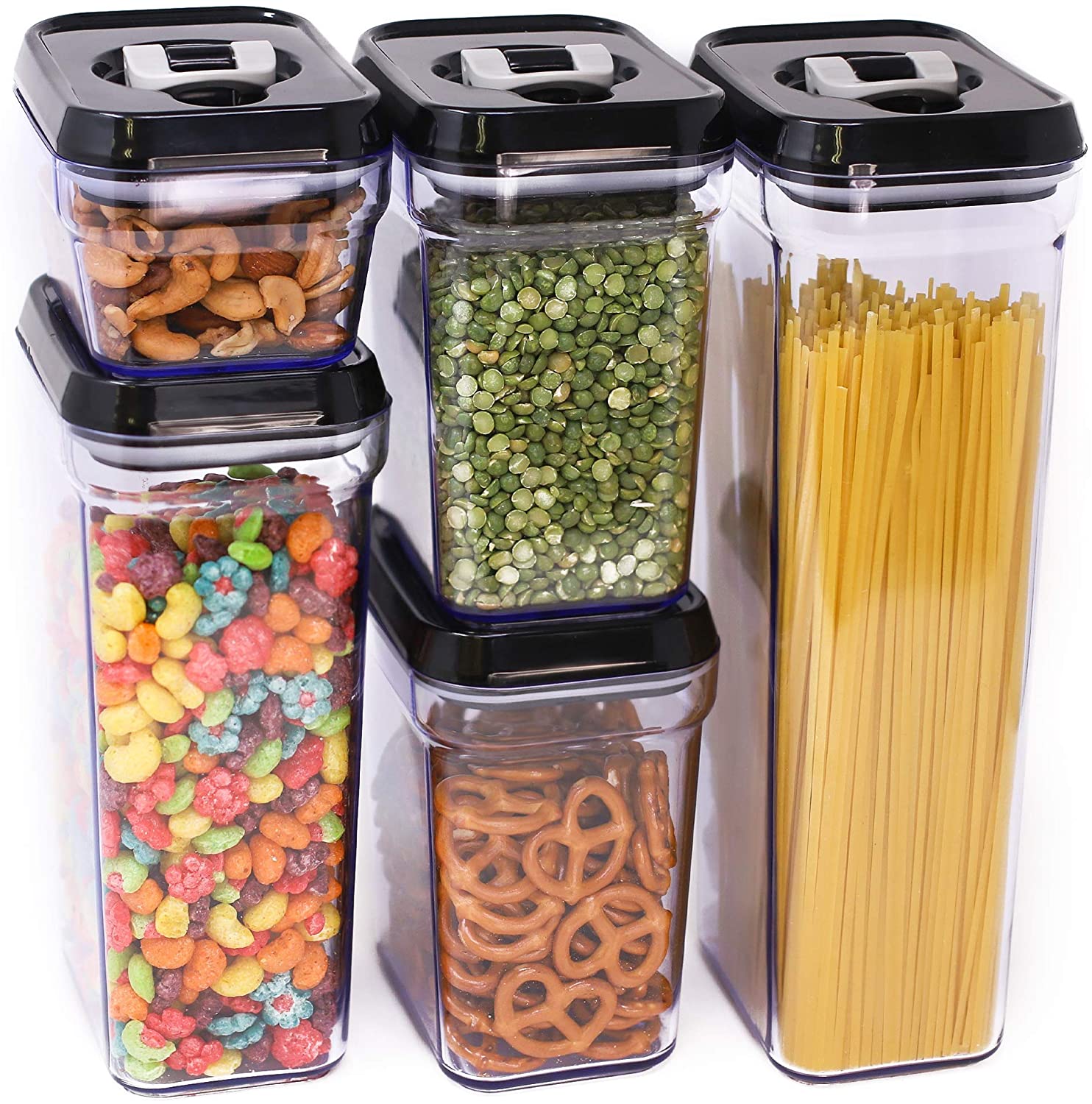 Airtight Food Storage Containers Set 5 Piece - Kitchen Pantry Organization Container made with Durable Plastic