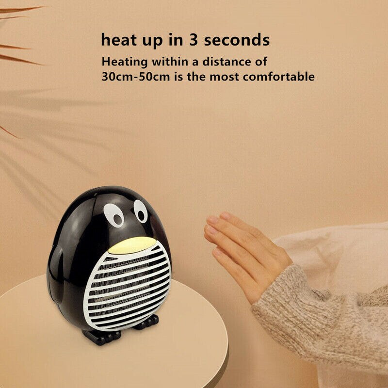 Cute Mini Heater Fan Heater Portable Electric Penguin Heaters for Office Desktop Table Home Dorm Indoor Use EU UK US Plug