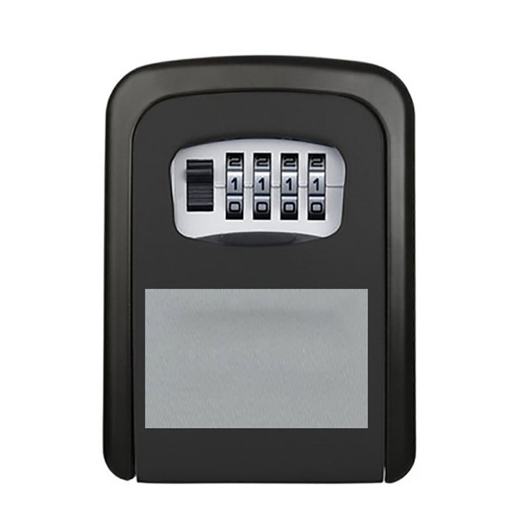 Key Lock Box Wandmontage Aluminiumlegering Sleutel Kluis Weerbestendig 4 Digit Combinatie Sleutel Opslag Lock Box Indoor Outdoor: Black