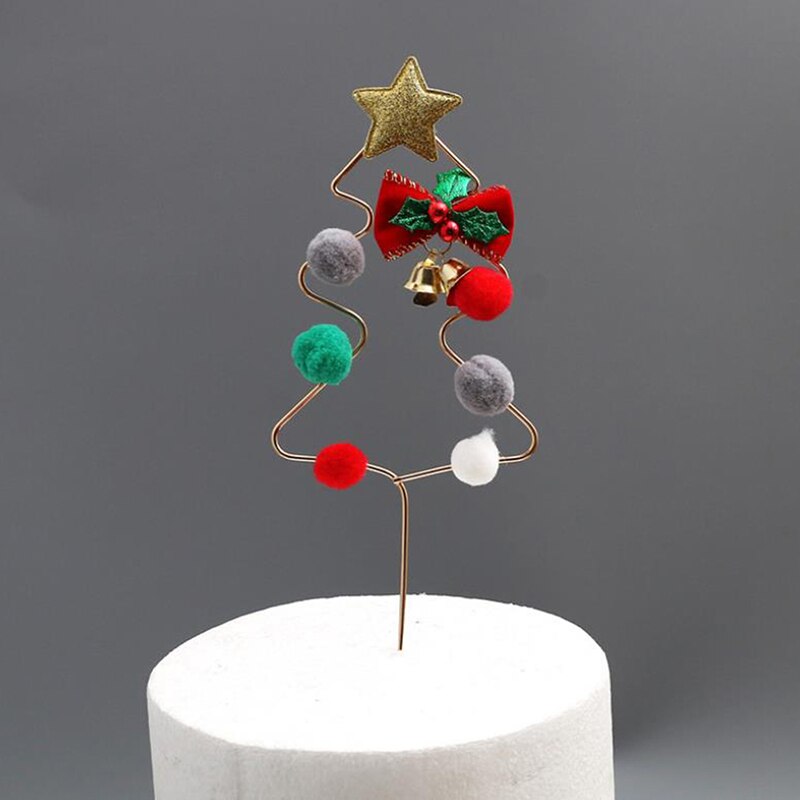 1Set Merry Christmas Letter Cake Topper Santa Claus Snowman Cake Decoration Home: I