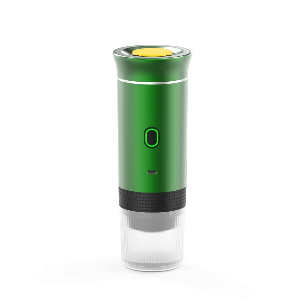 Cafetera Espresso eléctrica inalámbrica portátil para viajes, coche y hogar, cafetera para acampar, cafetera en polvo con cápsulas 3 en 1: Verde