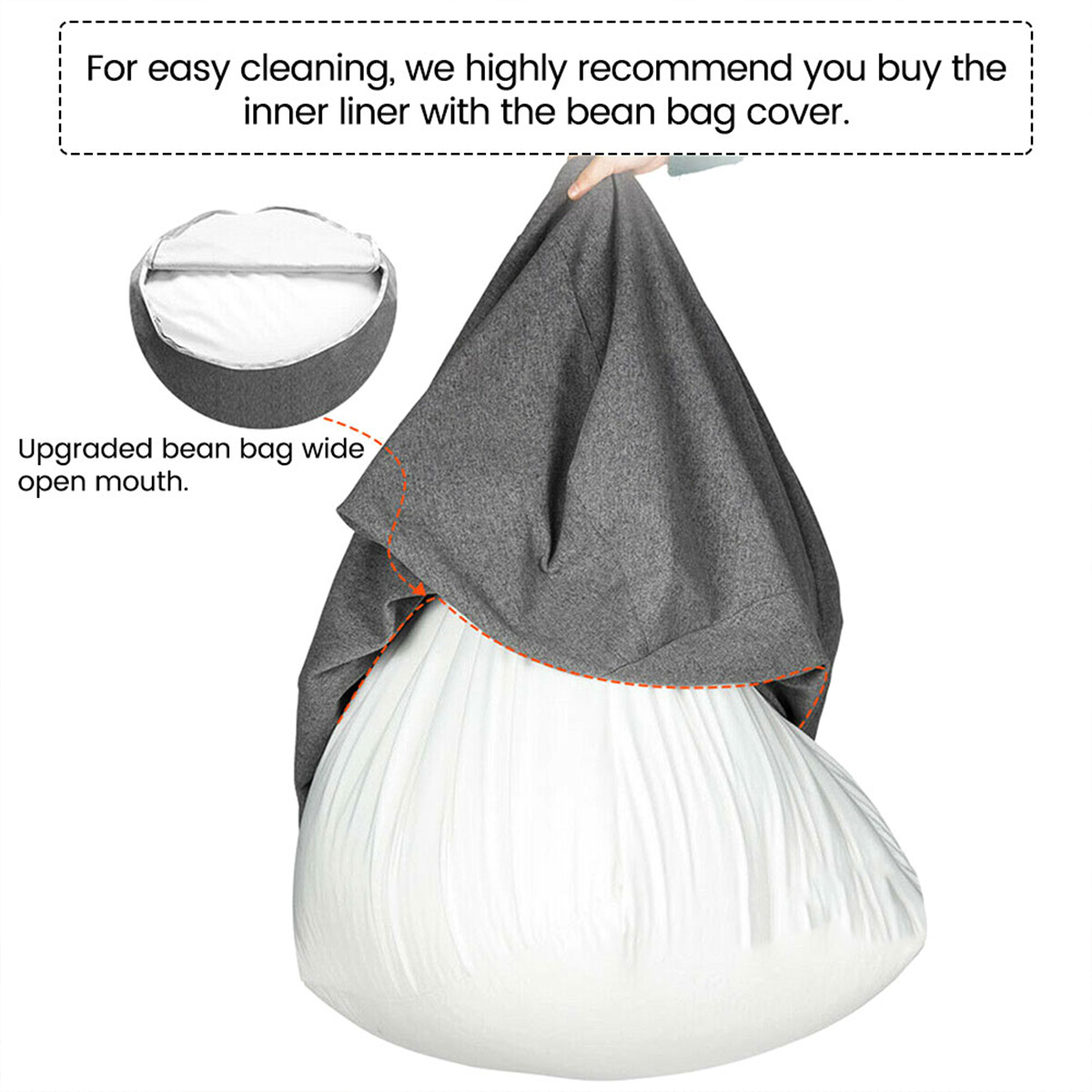 Lazy Sofa Cover Liner Mesh Bean Bag Inner Lining Without Filling Anti-fouling Replacement Bean Bag for Bedroom Living Sofa Chair