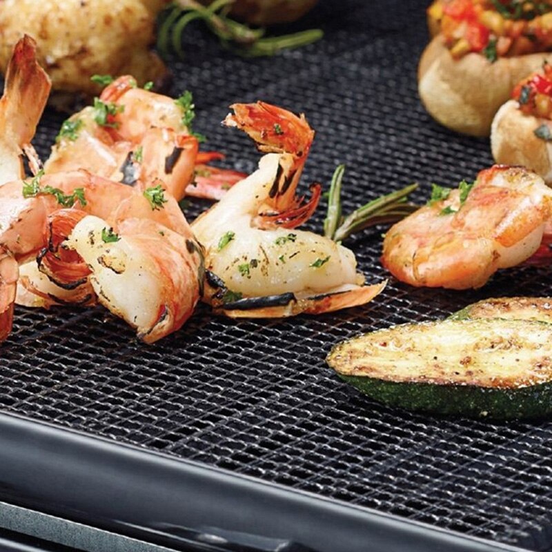 3Pcs Bbq Grill Matten Non-stick Bbq Mat Herbruikbare Bbq Mesh Mat Roker Grill Mat Barbecue Pad Oven koken Liner Grill Accessoires