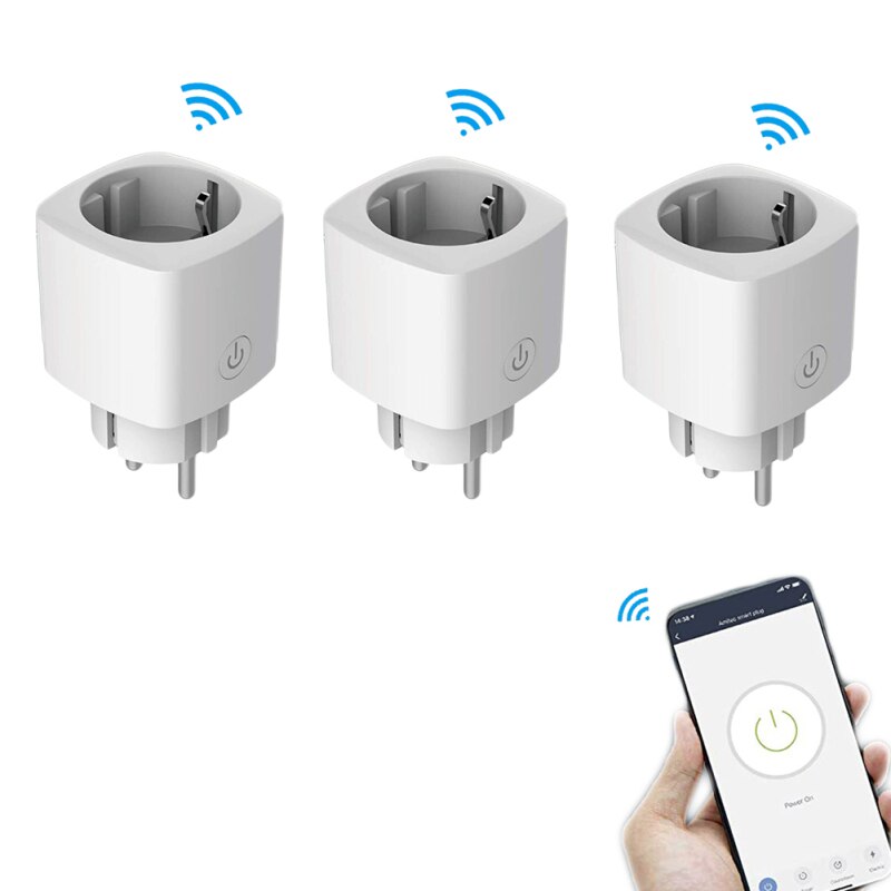 WiFi Smart Plug EU Adapter Wireless Remote Voice Control Socket Timer Socket For Use With Alexa Google Home: 3 piece
