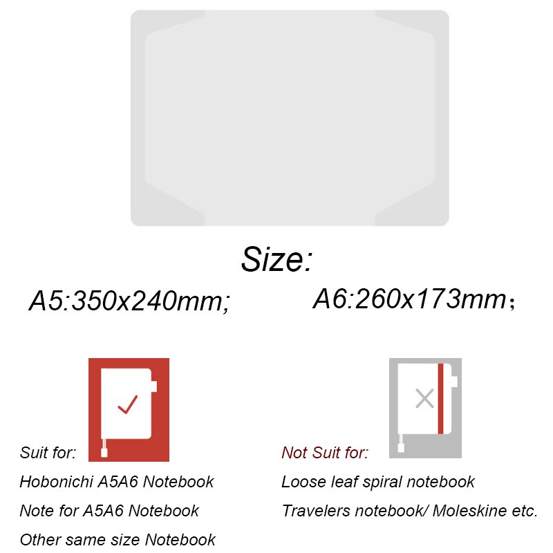 Fromthenon Transparent PVC A5A6 Diary Book Cover Planner Accessories Notebook Notepad Bookbinder Protective Case Hobo Stationery: A5  350x240mm