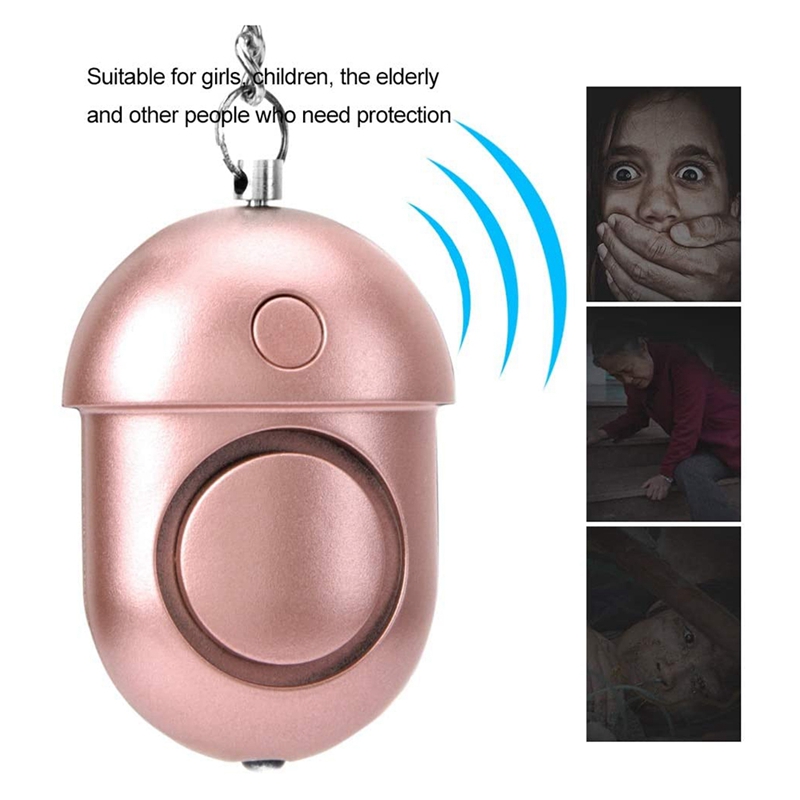 Personal Alarm Attack Alarm,130Db Personal Security Alarm Keychain With LED Emergency Survival Anti-Rape Siren,Rose Gold