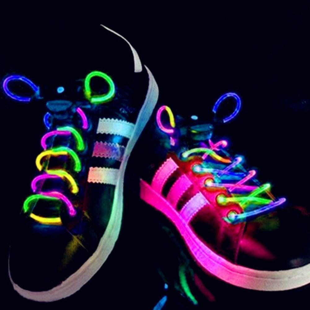 Tira de zapatos con luces LED para decoración de discoteca, tira luminosa con Flash redondo de colores, sin cordones, para perezosos: Colorful