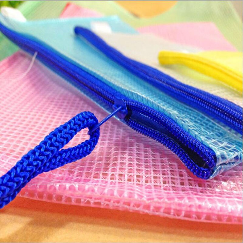 transparent Wasserdichte Reißverschluss Netz Datei Tasche Geschäft Büro Ordner Schüler Lernen Materialien Schreibwaren Tasche (Farbe Zufällig)